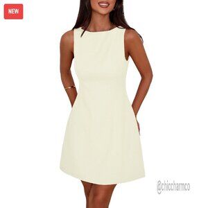 Sleeveless Boat Neck A-Line Mini Cocktail Dress Formal Summer Party